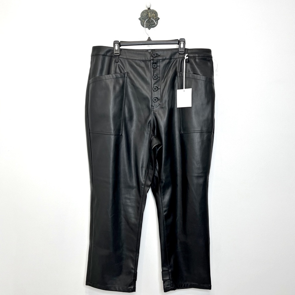 Pistola Tammy Black Faux Leather Straight Ankle Pant High Rise Women’s 20W NWT